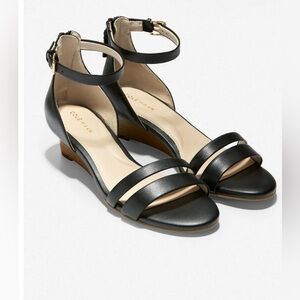 NWOB Cole Haan Arbriella Sandals Black Leather Size 7.5 Women’s Minimalist Ankle